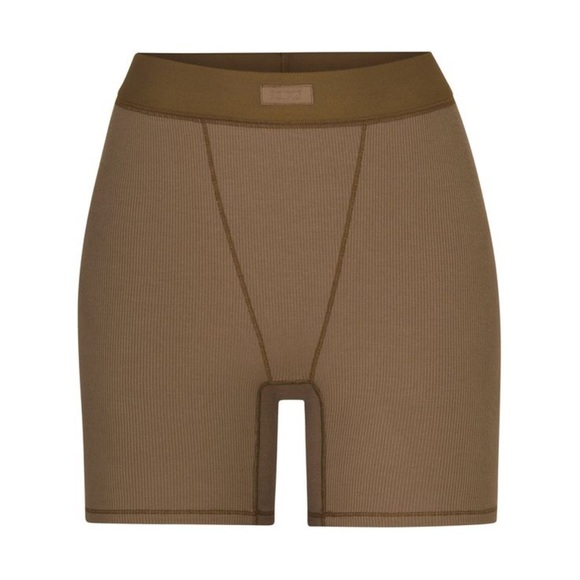 SKIMS Other - Skims Brown Ribbed Biker lounge Shorts